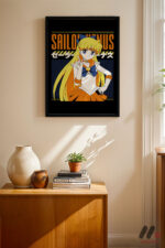 Sailor Moon Venus Poster siyah çerçeveli duvar tablosu, konsol üstündeki duvarda