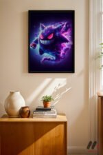 Pokemon Gengar Poster Duvar Tablosu, Anime Severlere Özel Hediye