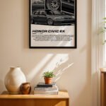 Honda Civic EK JDM Araba Posteri Duvar Tablosu, Oto Severlere Özel Hediye