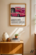 Honda S2000 Pembe JDM Poster Duvar Tablosu, Oto Severlere Özel Hediye - Görsel 4