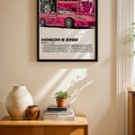 Honda S2000 Pembe JDM Poster Duvar Tablosu, Oto Severlere Özel Hediye