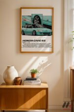Honda Civic EG JDM Araba Posteri Duvar Tablosu, Oto Severlere Özel Hediye - Görsel 4