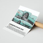 Honda Civic EG JDM Araba Posteri Duvar Tablosu, Oto Severlere Özel Hediye