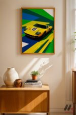 Sarı Yarış Arabası Pop Art Duvar Tablosu, Oto Severlere Özel Hediye - Görsel 4