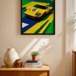 Sarı Yarış Arabası Pop Art Duvar Tablosu, Oto Severlere Özel Hediye