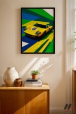 Sarı Yarış Arabası Pop Art Duvar Tablosu, Oto Severlere Özel Hediye