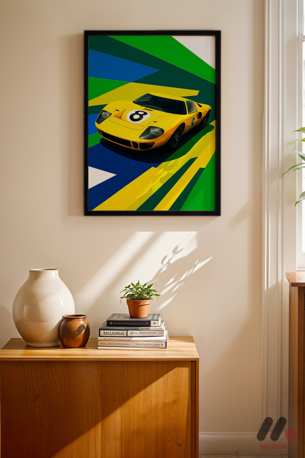 mdw-tbl-0140_ab4-3.jpg Sarı Yarış Arabası Pop Art Duvar Tablosu, Oto Severlere Özel Hediye - Görsel 1