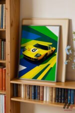 Sarı Yarış Arabası Pop Art Duvar Tablosu, Oto Severlere Özel Hediye - Görsel 2