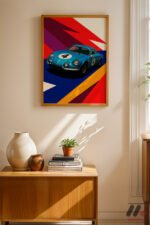 Mavi Ralli Arabası Pop Art Duvar Tablosu, Oto Severlere Özel Hediye - Görsel 4