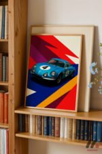Mavi Ralli Arabası Pop Art Duvar Tablosu, Oto Severlere Özel Hediye - Görsel 5