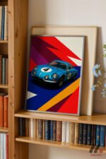 Mavi Ralli Arabası Pop Art Duvar Tablosu, Oto Severlere Özel Hediye - Görsel 2