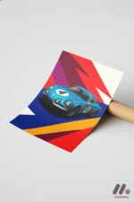 Mavi Ralli Arabası Pop Art Duvar Tablosu, Oto Severlere Özel Hediye - Görsel 7