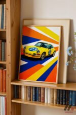 Sarı Yarış Coupe Pop Art Duvar Tablosu, Oto Severlere Özel Hediye - Görsel 5