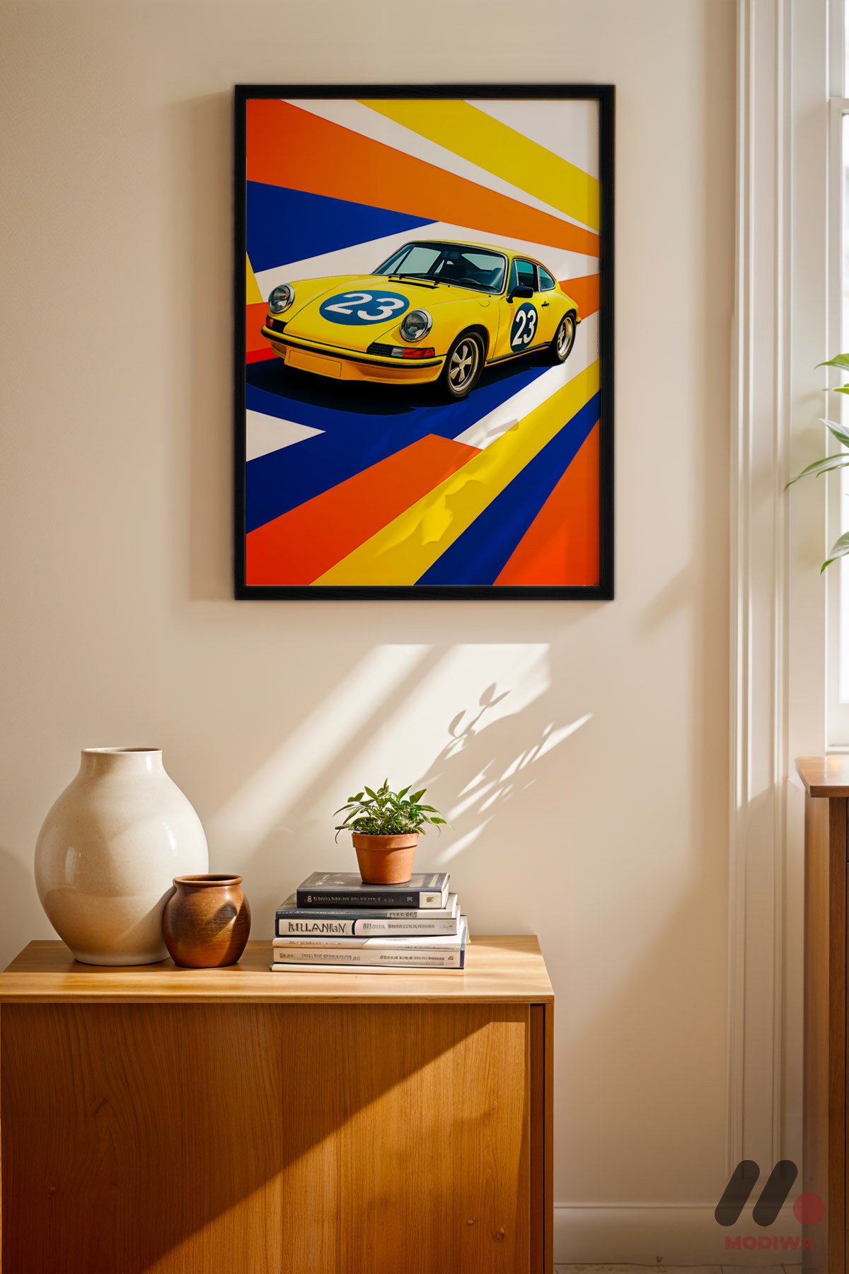 mdw-tbl-0143_ab4-3.jpg Sarı Yarış Coupe Pop Art Duvar Tablosu, Oto Severlere Özel Hediye - Görsel 1
