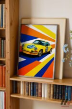 Sarı Yarış Coupe Pop Art Duvar Tablosu, Oto Severlere Özel Hediye - Görsel 2