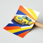 Sarı Yarış Coupe Pop Art Duvar Tablosu, Oto Severlere Özel Hediye