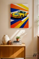 Sarı Yarış Coupe Pop Art Duvar Tablosu, Oto Severlere Özel Hediye - Görsel 8