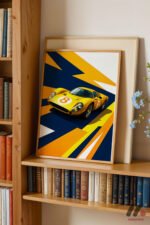Sarı Le Mans Yarış Arabası Pop Art Duvar Tablosu, Oto Severlere Özel Hediye - Görsel 5