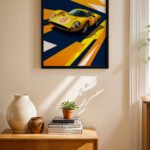 Sarı Le Mans Yarış Arabası Pop Art Duvar Tablosu, Oto Severlere Özel Hediye