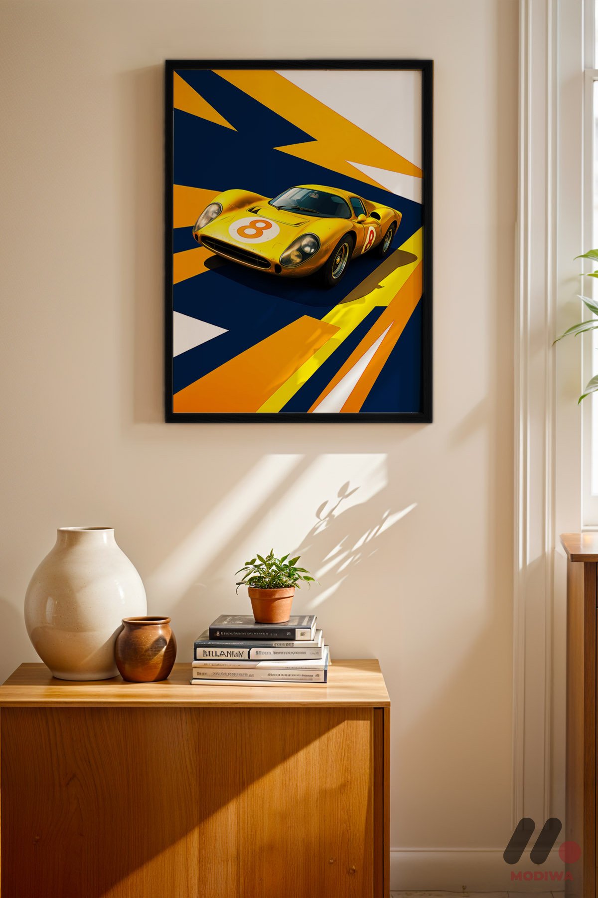 mdw-tbl-0144_ab4-3.jpg Sarı Le Mans Yarış Arabası Pop Art Duvar Tablosu, Oto Severlere Özel Hediye - Görsel 1