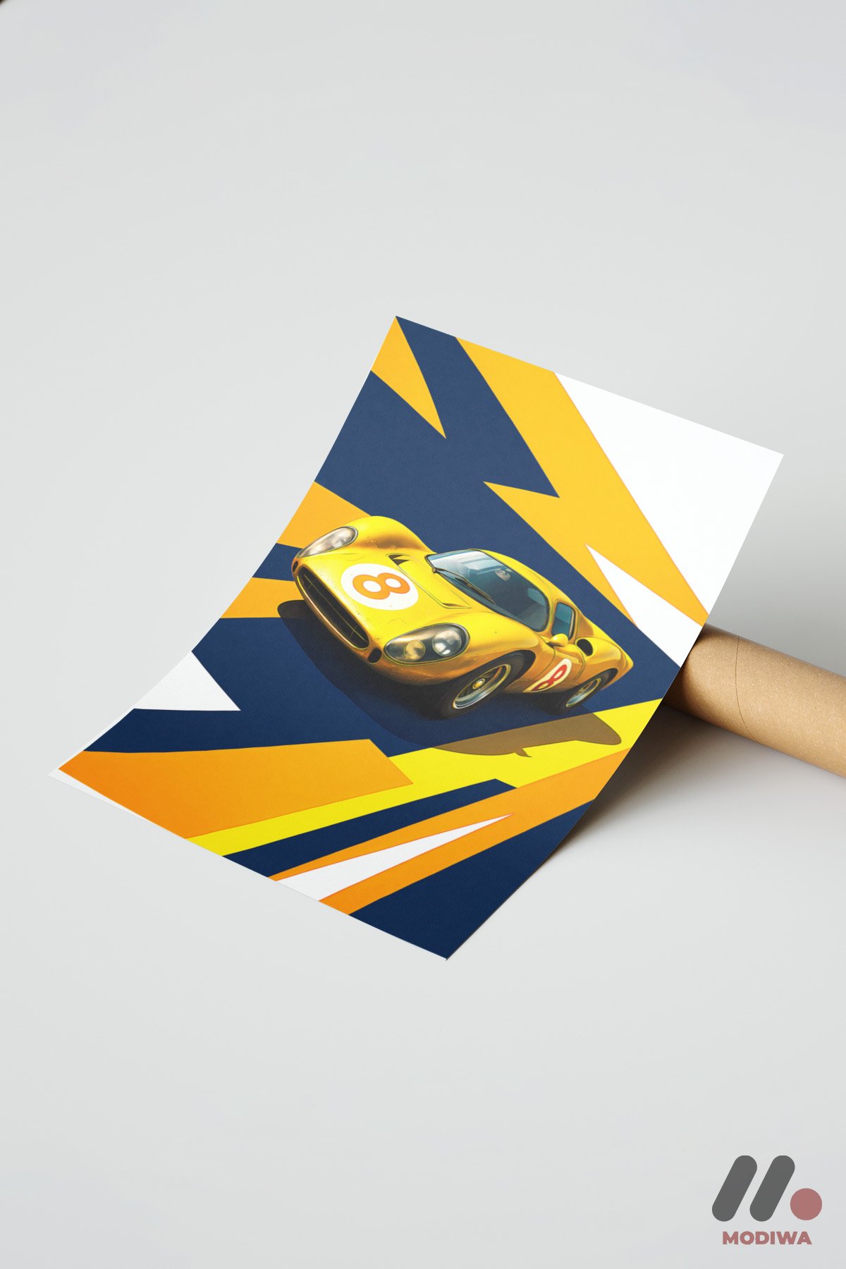 mdw-tbl-0144_ab7-4.jpg Sarı Le Mans Yarış Arabası Pop Art Duvar Tablosu, Oto Severlere Özel Hediye - Görsel 1