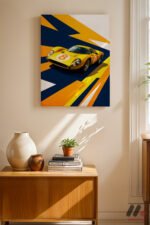 Sarı Le Mans Yarış Arabası Pop Art Duvar Tablosu, Oto Severlere Özel Hediye - Görsel 8