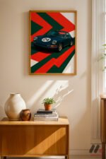 Yeşil Klasik Yarış Arabası Pop Art Duvar Tablosu, Oto Severlere Özel Hediye - Görsel 4