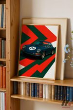 Yeşil Klasik Yarış Arabası Pop Art Duvar Tablosu, Oto Severlere Özel Hediye - Görsel 5