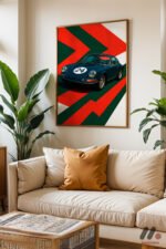 Yeşil Klasik Yarış Arabası Pop Art Duvar Tablosu, Oto Severlere Özel Hediye - Görsel 6