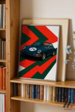 Yeşil Klasik Yarış Arabası Pop Art Duvar Tablosu, Oto Severlere Özel Hediye - Görsel 2