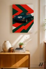 Yeşil Klasik Yarış Arabası Pop Art Duvar Tablosu, Oto Severlere Özel Hediye - Görsel 8