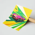 Pembe Klasik Roadster Pop Art Duvar Tablosu, Oto Severlere Özel Hediye
