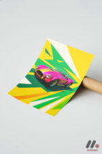 Pembe Klasik Roadster Pop Art Duvar Tablosu, Oto Severlere Özel Hediye - Görsel 7