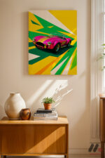 Pembe Klasik Roadster Pop Art Duvar Tablosu, Oto Severlere Özel Hediye - Görsel 8