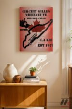 Gilles Villeneuve Pist Haritası Montreal Duvar Tablosu, Oto Severlere Özel Hediye - Görsel 8
