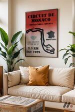 Monaco Pist Haritası Monte Carlo Duvar Tablosu, Oto Severlere Özel Hediye - Görsel 3