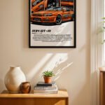 Nissan Skyline R34 GT-R Turuncu JDM Poster Duvar Tablosu, Oto Severlere Özel Hediye