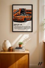 Nissan Skyline R34 GT-R Turuncu JDM Poster Duvar Tablosu, Oto Severlere Özel Hediye