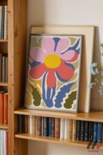 Renkli Retro Çiçek Deseni Duvar Tablosu, Ev Dekorasyonu - Görsel 2