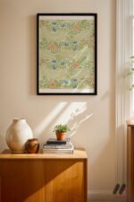 William Morris Yeşil Yaprak Deseni Duvar Tablosu, Ev Dekorasyonu