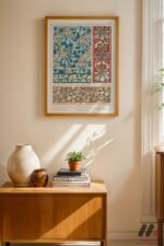 Art Nouveau Mavi Desen Paneli Duvar Tablosu, Ev Dekorasyonu - Görsel 8