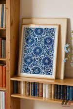 Mavi Çiçek Deseni Duvar Tablosu, Ev Dekorasyonu - Görsel 5