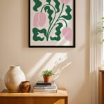 Yeşil Pembe Lale Deseni Duvar Tablosu, Ev Dekorasyonu