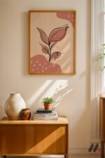 Pembe Yaprak Soyut Duvar Tablosu, Modern Ev Dekorasyonu - Görsel 4
