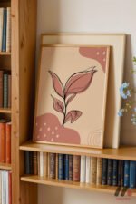Pembe Yaprak Soyut Duvar Tablosu, Modern Ev Dekorasyonu - Görsel 5