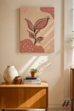 Pembe Yaprak Soyut Duvar Tablosu, Modern Ev Dekorasyonu - Görsel 8