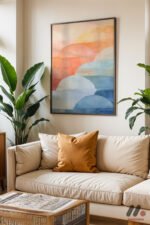 Pastel Bulut Soyut Duvar Tablosu, Modern Ev Dekorasyonu - Görsel 3
