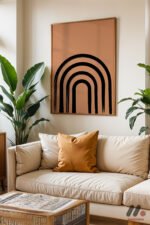 Turuncu Kemer Minimal Duvar Tablosu, Modern Ev Dekorasyonu - Görsel 6