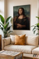 Mona Lisa Maskeli Parodi Duvar Tablosu, Modern Ev Dekorasyonu - Görsel 3