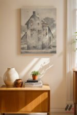 Taş Ev Gravürü Duvar Tablosu, Modern Ev Dekorasyonu - Görsel 8